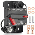60Amp Circuit Breaker for Boat Trolling Motor Marine, 12V-48V DC Breaker with Manual Reset Waterproof Inline Fuse for ATV/RV/Trailer/Automotive/Car/Solar System/Electronic Battery Disconnect