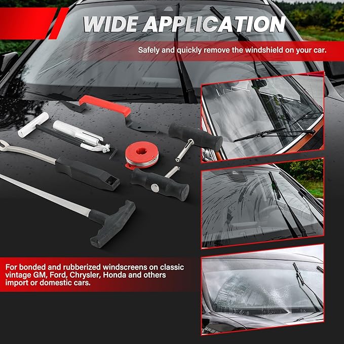 DASBET 7-Piece Windshield Removal Tool Kit for Classic Vintage Car, Windscreen Remover Set, Automotive Wind Glass Remover Hand Tool