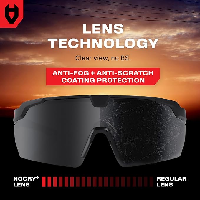 NoCry Tinted Safety Glasses For Men and Women with Premium Anti-Fog & Anti-Scratch — 100% UV Protection — Safety Sunglasses for Men or Z87 Sunglasses for Women — Perfect ANSI Z87 Safety Glasses Tinted