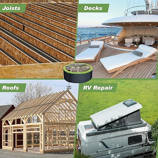 Sofrose Joist Tape for Decking,2" x 50' Deck Joist Tape,Weather Resistant,Waterproof Butyl Self-Adhesive Flashing Tape for Wood Joists, Decks, Beams, Roof (6 Rolls)