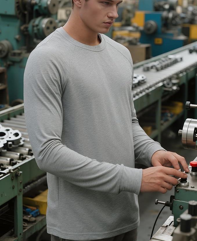 BOCOMAL FR Shirt 7oz Heavyweight Flame Resistant Shirts for Men Fire Retardant Long Sleeve Crew Work Shirts CAT2