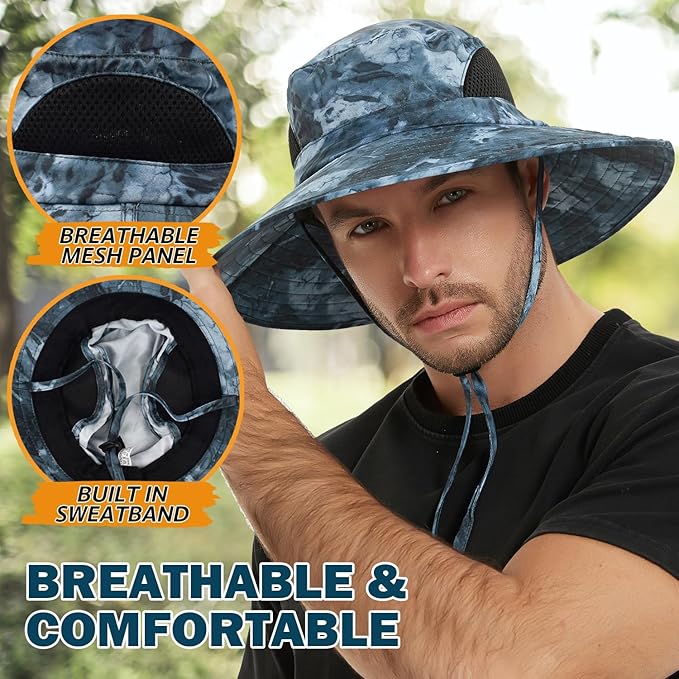 EINSKEY Wide Brim Sun Hat, UPF 50+ UV Protection Waterproof Packable Bucket Hat for Men & Women, Fishing Hiking Beach Garden