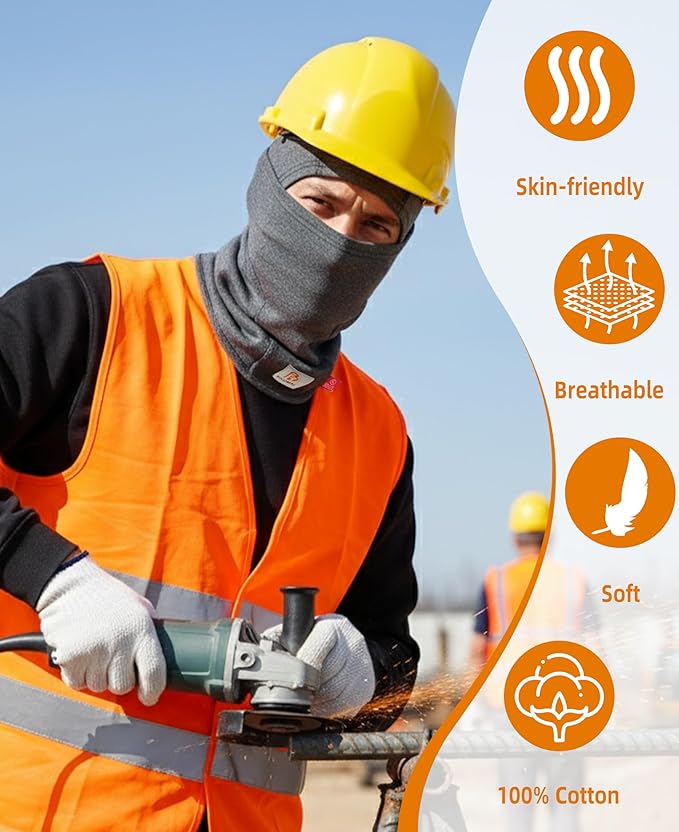 BOCOMAL FR Flame Resistant Balaclava Face Mask Arc Rated NFPA2112 CAT2 Helmet Liner Covering Hood for Welding