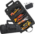 Tool Bag, Tool Bags for Men, Heavy Duty Tool Organizer, Portable Roll Up Tool Bag Gifts For Him, Mechanic, Electrician and Hobbyist, Car Tool Roll Organizer - Black