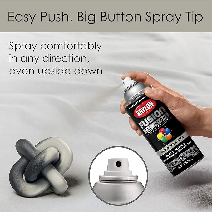 Krylon Fusion All-In-One Adhesive Spray Paint for Indoor/Outdoor Use, 12 oz, River Rock