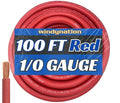 WNI 1/0 Gauge 100 Feet Red 1/0 AWG Ultra Flexible Welding Battery Copper Cable Wire - Made in The USA - Car, Inverter, RV, Solar