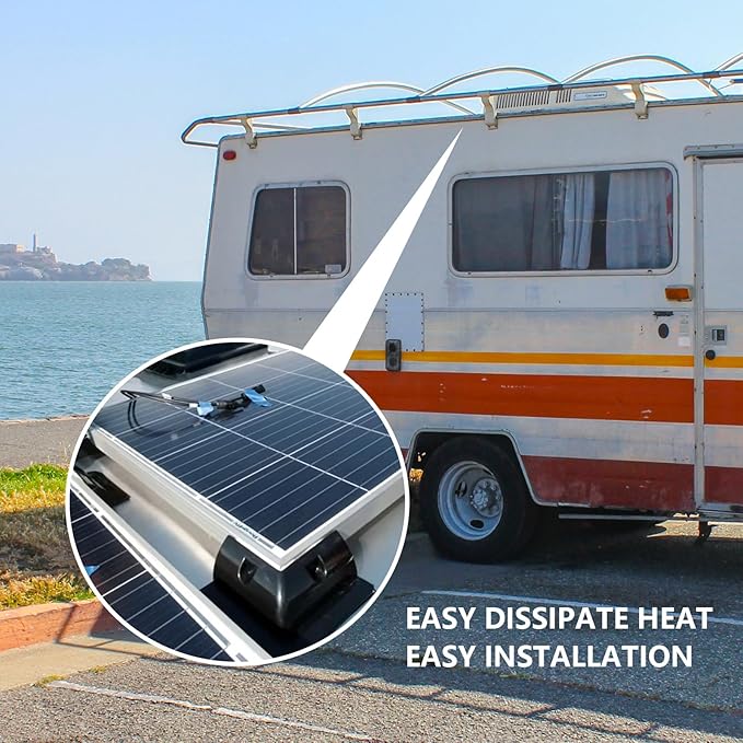Solar Panel Mounting Brackets Kit, 7PCS RV Roof Mounts, No Drill, Caravans, Campervans (Black)