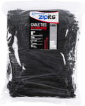 ZipIts 1000 Pieces 8-in 75 Lb Tensile Strength Standard Duty Cable Ties, Black UV Resistant, Nylon 6/6, UL Listed, Contractor Grade Quality Wire Ties