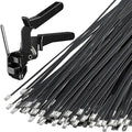 100PCS Heavy-Duty Metal Zip Ties with Cable Tie Gun for Fastening and Cutting, 11.8 Inch UV-Resistant Black Stainless Steel Ties for Fence, Pipe, Exhaust, Vehicle & Farm Use