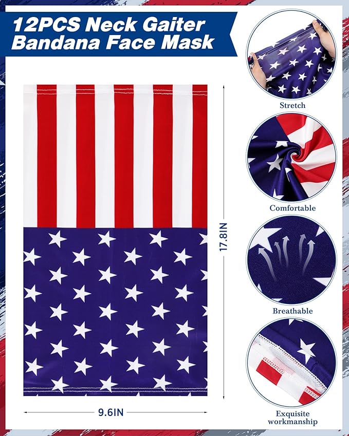 Cuffbow 12 Pack Neck Gaiters Face Mask Bandana Balaclava for Men Women Cooling Neck Gaiter Summer UV Sun Protection Scarf