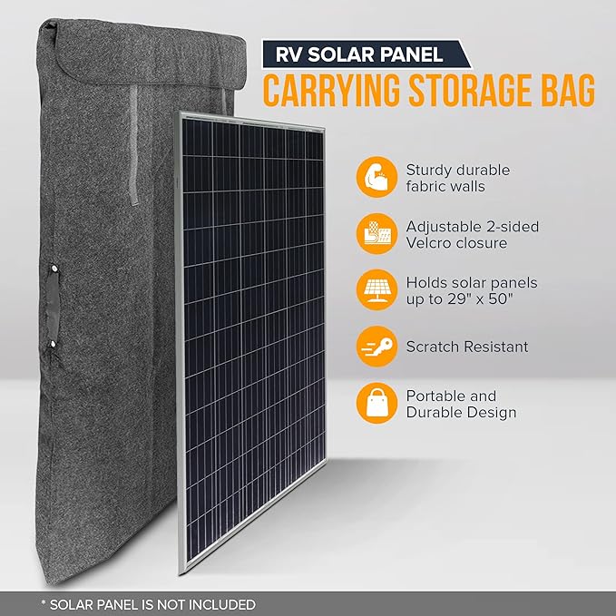 Portable RV Solar Panel Carrying Case for Jackery SolarSaga 100W & 50W Bag Fits 2 Foldable Solar Panels 29 x 50 Inch
