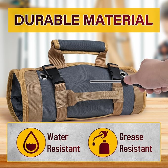 Tool Bag Tool Bags for Men Heavy Duty Tool Organizer, Portable Roll Up Tool Bag Gifts For Him, Mechanic, Electrician and Hobbyist, Car Tool Roll Organizer