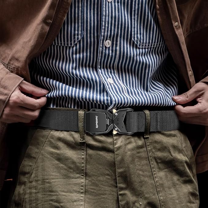 Tactical Belt for Men and Women, Military Work Belt Nylon with Quick-Release Buckle, Gift with Molle Pouch & Clip