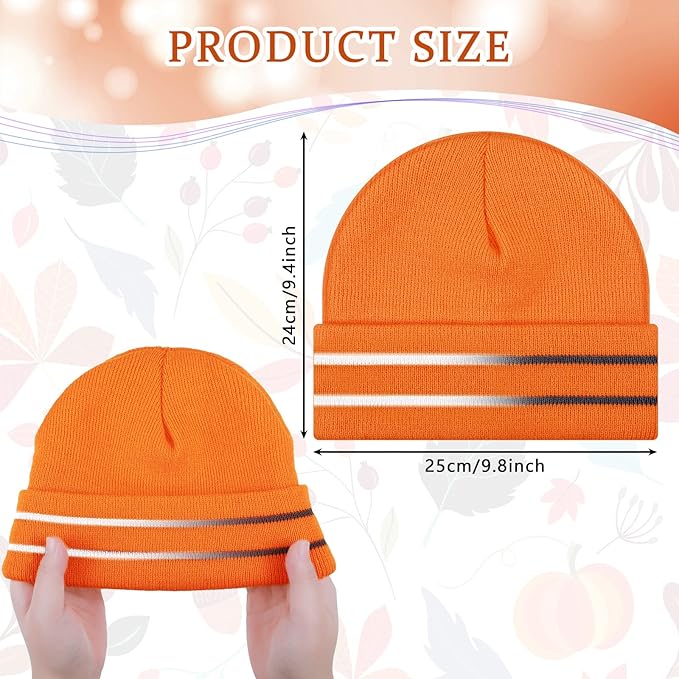 JenPen 3 Pcs Safety Beanie Reflective Hat Winter High Visibility Unisex Knit Beanie Hat Running Cap Headwear for Men Women