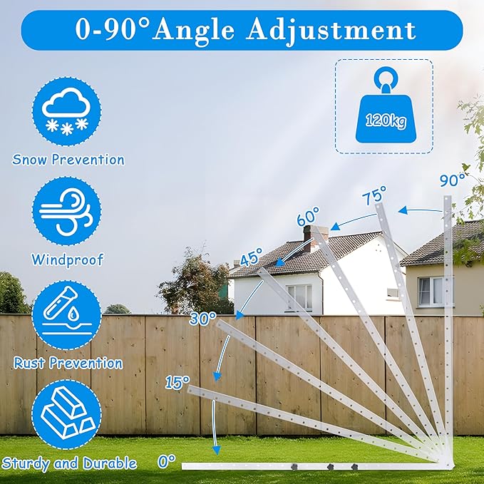 2 Sets 45 inch Adjustable Solar Panel Brackets, Foldable Tilt Mount Brackets, Suitable for 2-4pcs 100 200 300 400 Watt Solar Panel for Roof, Boat, RV, and Off-Grid