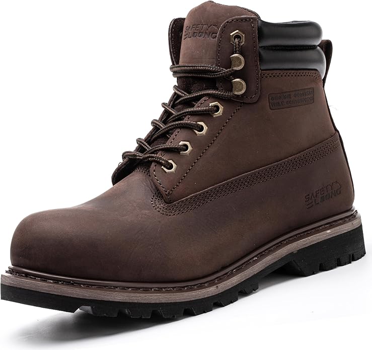 Work Boots for Men Waterproof Soft Toe Non Slip Comfortable Leather Workboots