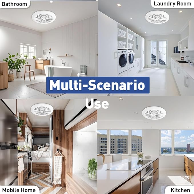 V2262-50 7 Inch Bathroom Exhaust Fan,1.0 Sones,50 CFM,7" Ceiling Exhaust Fan, for 8 Inch Rough-in Opening, Mobile Home Exhaust Ventilation Fan, Suit for Bathroom, Laundry Room, Kitchen & Garage