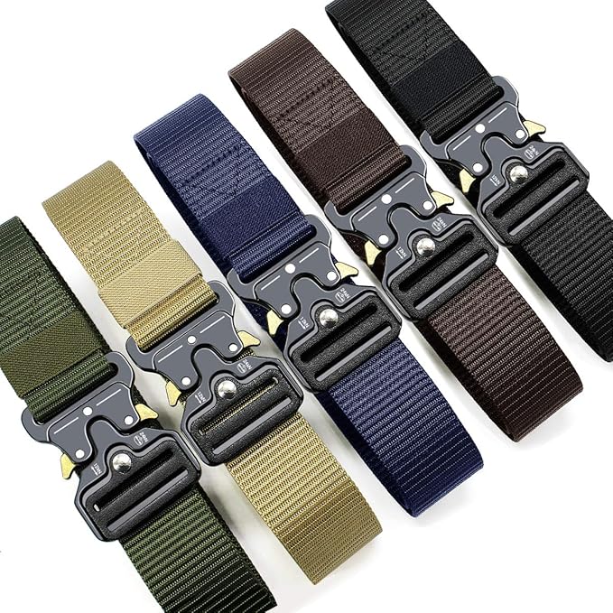 DOOPAI Tactical Belt for Men, 3Pack Military Nylon Web with Heavy Duty Quick Release Metal Buckle