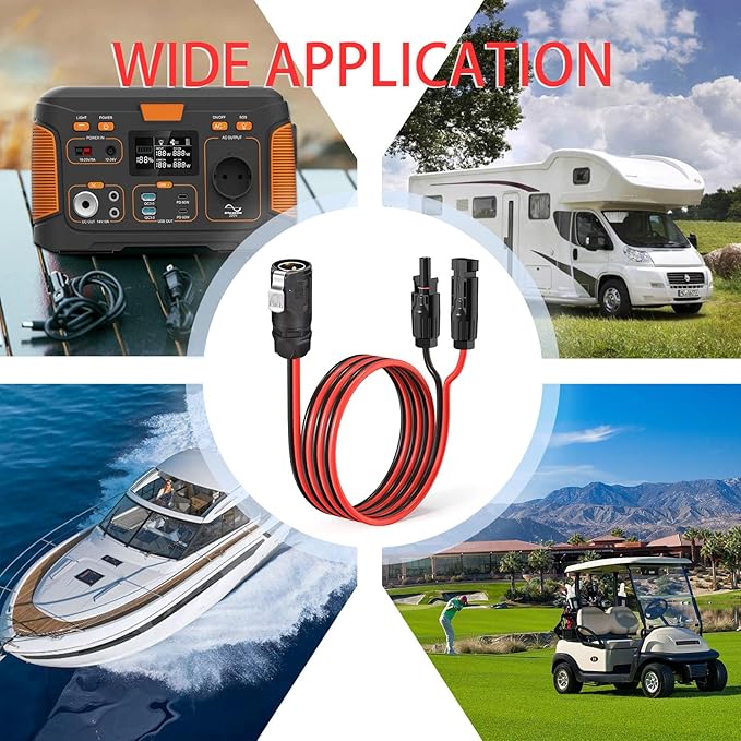10AWG 2 Pin Power Industrial Circular Connector to Solar Adapter for River RV Solar Ports Solar Panel Suitcase(6FT)