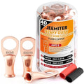 Jeemiter 20pcs 8 AWG Battery Cable Lugs, 5/16" & 3/8" Copper Ring Terminals, Heavy Duty Crimp Connectors for 8 Gauge Wire with 20pcs 3:1 Heat Shrink Tubing & Glue Bottle - Automotive Marine Solar Use