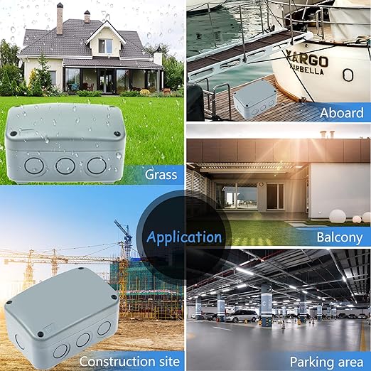 Outdoor Junction Box,Nineleaf IP66 Weatherproof Electrical Project Boxes PVC/ABS Plastic Enclosure Box Universal Watertight 4.9 x 3.3 x 2.3 inch (125x86x62mm), Fit with 20mm Cable Gland Grey
