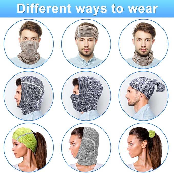 SATINIOR 4 Pcs Neck Gaiter for Men Reflective Face Mask Cover, UV Sun Protection Neon Balaclava Hi Vis Bandana for Work