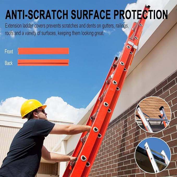 Ladder Stabilizer for Gutters and Roof, Anti-Slip Ladder Safety Covers with 1” Wide Offset “T” Profile, Ladder Gutter Protector with Strong Grip, Ladder Bumpers for Scratch Protection, 2 Pack