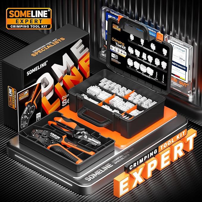 SOMELINE MLX .084" (2.13mm) Connector Crimping Tool Kit, 6.35mm Pitch Pin & Socket Housing (2-15 Pin), 20-14 AWG Terminals, Compatible with Molex MLX for Washer, Dryer, Refrigerator & HVAC Repair