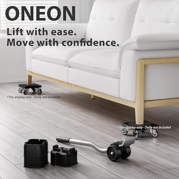 ONEON Furniture Lifter Tool with Height-Adjustable Base – Premium Furniture Jack for Heavy Furniture & Appliances, Effortless Lifting for Pads, Sliders & Mover Setups