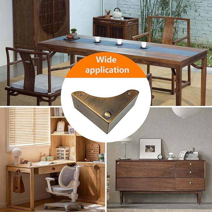 Metal Box Corner Protector, 4pcs Corner Guard Desk Box Edge Safety Decorative Protector Safety Guard Cabinet Metal Edge Bumpers for Case Wooden Furniture Hardware