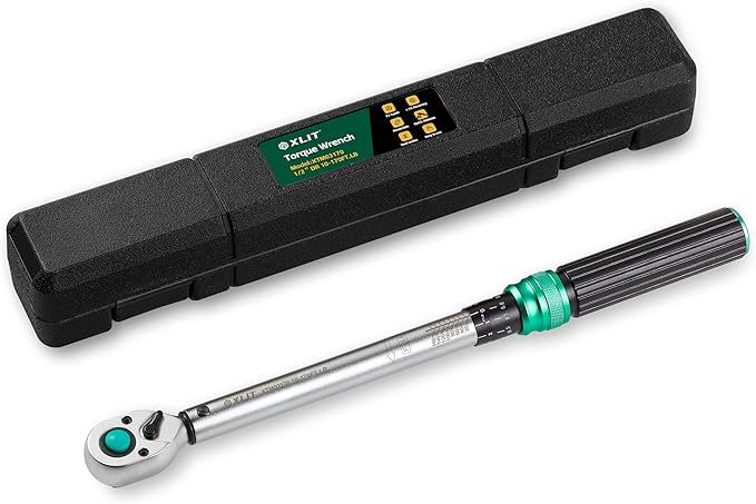 1/2-Inch Drive Click Torque Wrench, ±3% Accuracy, 72-Tooth Ratchet, 10-170 ft-lb/13-230 Nm, CR-V Steel, Pro Automotive & Motorcycle Repair Tool with Portable Case