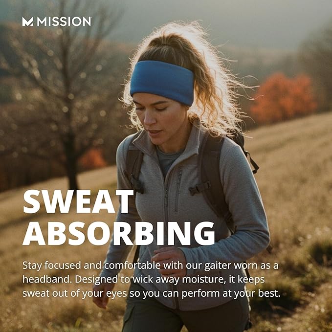 MISSION Multi-Use Neck Gaiter Face Mask for Ski & Outdoors, UPF 50, Breathable Lightweight Fabric