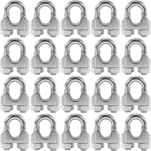 20PCS 3/16 to 1/4 Inches M5 Stainless Steel Wire Rope Cable Clip Clamp