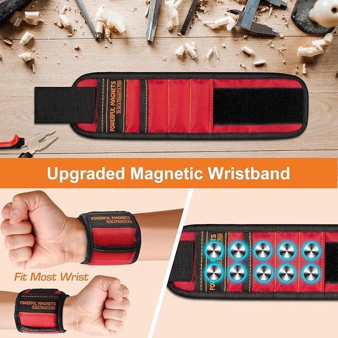 Father Day Gifts from Daughter Wife Son Magnetic Wristband: Men Tool Gifts for Men Him Belt Magnet Wrist for Holding Screws Nails Cool Gadgets Ideas Grandpa Father Day Gifts for Husband Papa Dad