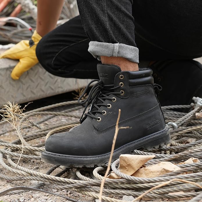 Work Boots for Men Waterproof Soft Toe Non Slip Comfortable Leather Workboots