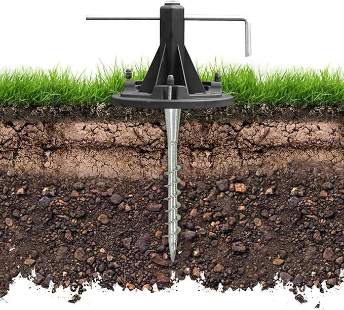 Gama Sonic 10 in. Solar Lamp Post Installation Kit with EZ-Anchor In-Ground Auger and Built-in Leveling Tool, Black, 30001