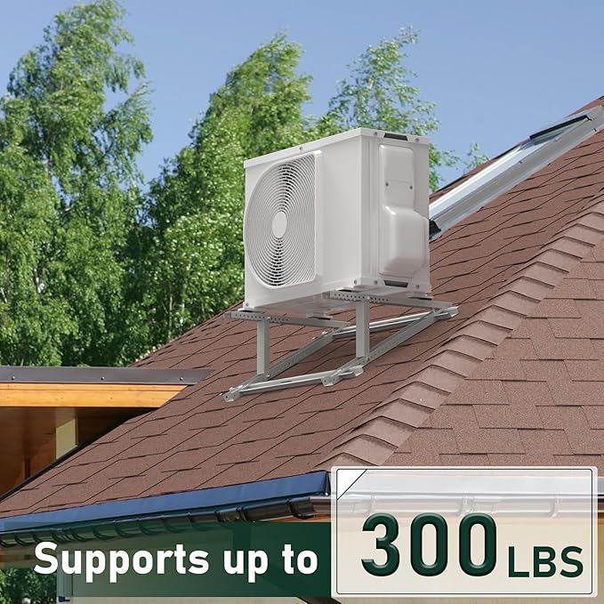 Flehomo Air Conditioner Rooftop Mount Bracket for Mini Split Air Conditioners Heat Pump System, Adjustable Mounting Bracket for Rooftop, Heavy Duty Roof Bracket for 9,000-24,000 BTU