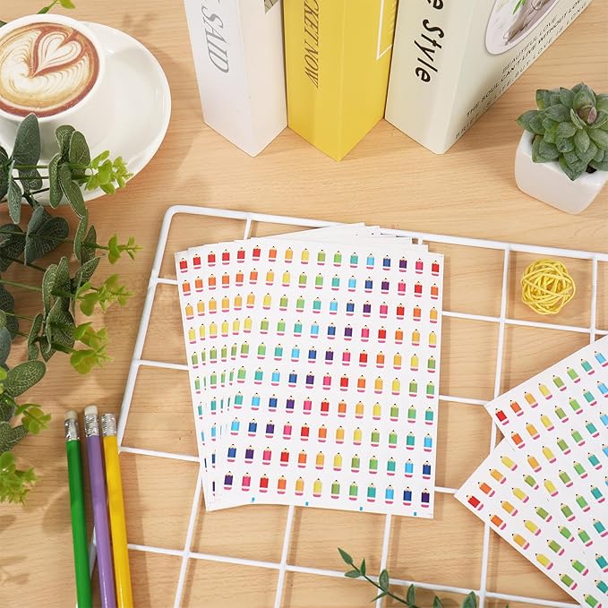 JarThenaAMCS 2400Pcs Mini Pencil Sticker Back to School Paper Decal Colorful Self-Adhesive Sticker for Planner Reward Envelope Scrapbook DIY Supplies, 0.5 in