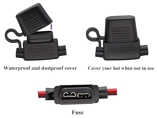 Crocodile Clip Cable 16 AWG Wire Harness SAE to Battery Alligator Crocodile Clip12V DC Extension Cord with Switch and Fuse Box Quick Connect/Disconnect Snap Action Cable(2.4m/7.8ft -Fuse Box)