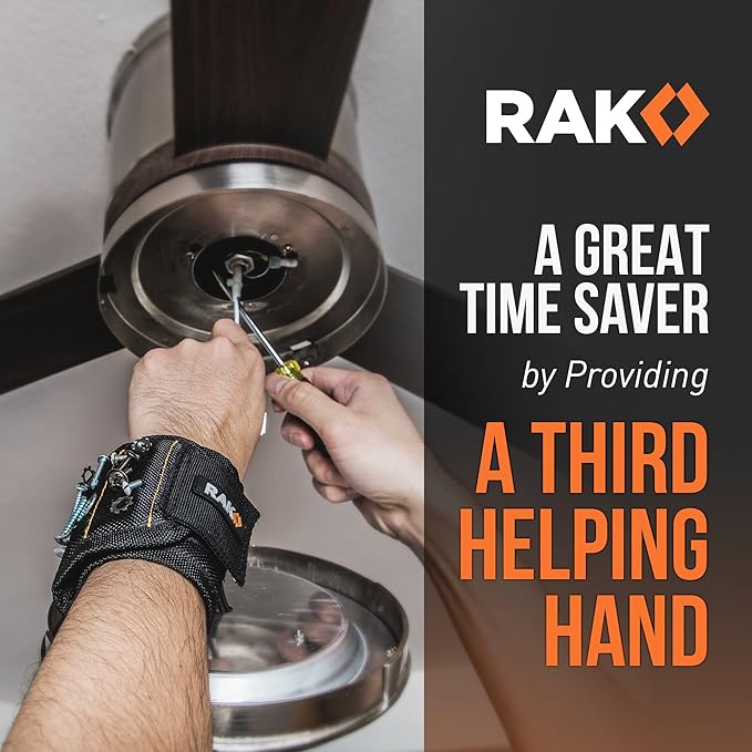RAK Magnetic Wristband for Tools - Premium Tool Belt for Holding Screws Nails with Powerful Magnets, Birthday Gifts for Men, Cool Gadgets Stuff Gifts for Dad, Husband, Grandpa, Handyman, Him