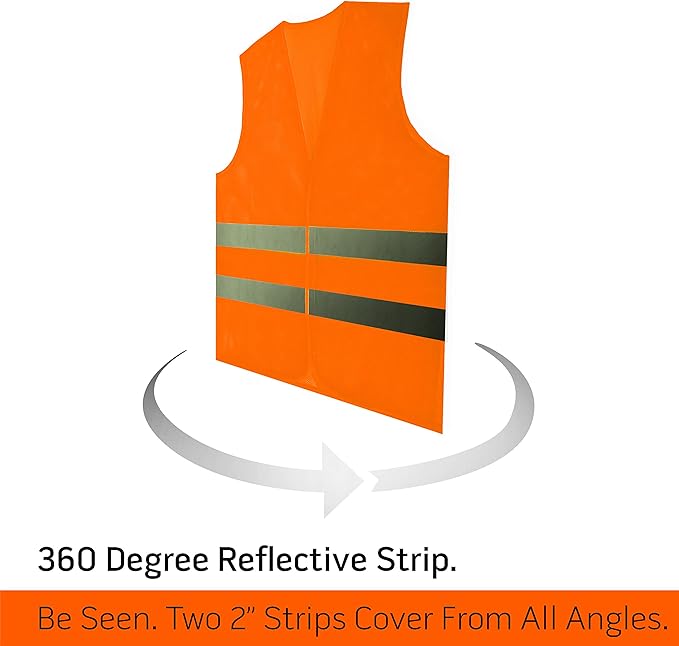 PeerBasics Safety Vests 20 Pack - Orange Reflective High Visibility, Men Women, Work, Cycling, Runner, Surveyor, Volunteer, Crossing Guard, Road, Construction