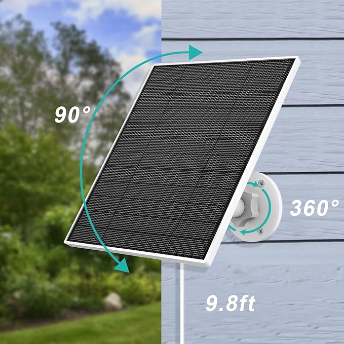 EverExceed 5W Solar Panel Compatible with Wyze Battery Cam Pro, Cam Outdoor V1, Cam Outdoor V2, Solar Panel for Wyze Camera with USB-C Port, Micro USB Adapter, Adjustable Wall Mount, IP65 Waterproof