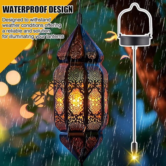 Kingdder 12 Pack Solar Light Replacement Top, 3 Inch Solar Lantern Replacement Lid with 600mah Rechargeable Battery, Waterproof Hanging Lamp Parts for Outdoor Patio Garden (Warm Yellow Light)