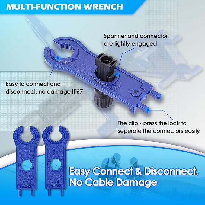 MC4 Crimping Tool – Solar Crimping Tool Kit with MC4 Crimper, Spanner Wrenches, Solar Panel Connector Kit, 6 Pairs MC4 Connectors – Tools for Installation & Repair