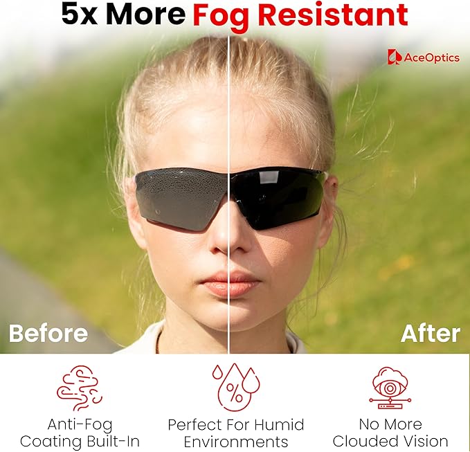 Safety Glasses – ANSI Z87 Certified, 5X Anti-Fog ClearShield™ Lenses with Premium Hard Case & Accessory Bundle