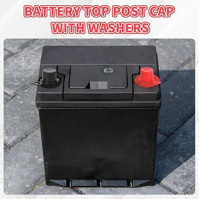 Battery Terminal Covers 6PCS Car Battery Top Post Cap with Shim Vehicle Battery Terminal Insulator Protector for Automotive, RV and Boat