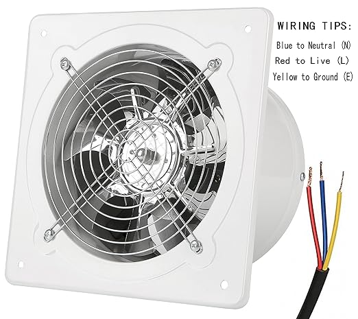 8 inch Exhaust Fan Wall Mounted Garage Ventilation Fan,500CFM Metal Attic Exhaust Fan Basement Extractor Fans with Backdraft Damper for Home Office Commercial Use(78W 110V 、White)