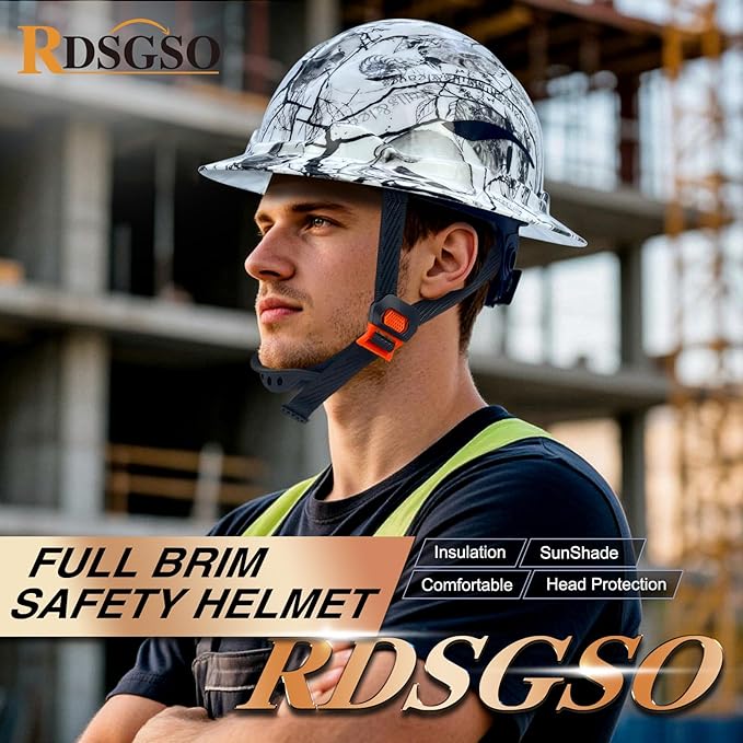 Full Brim Hard Hats ANSI/ISEA Z89.1 Type I Class E Certified 6-Point Suspension Lightweight Adjustable Safety Helmet for Construction Industrial