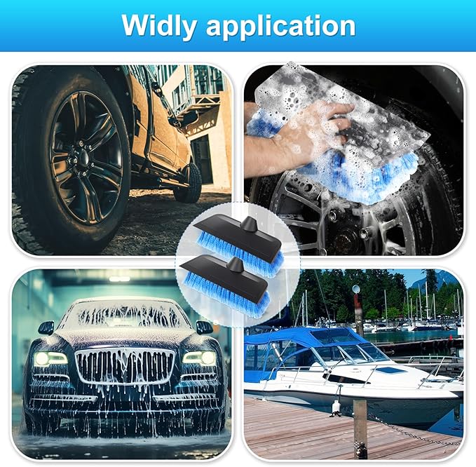 2 Pcs 10 Inch Solar Panel Soft Brush Cleaner Head, Bristles Scrub Brush with Rubber Protective Pads Prevent Scratches, for Solar Panels, Cars, RV, Trucks, Boats, Facades of Houses(Blue)