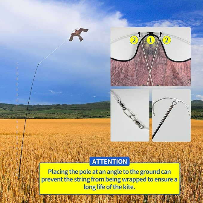eyijklzo Bird Scarer Flying Kite Crops Farm Flying Bird Hawk Flying Kite, Only Red Kite